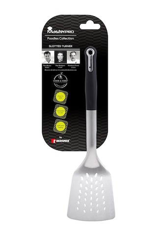 MasterPro 4859 Foodies Collection serisi Paslanmaz Çelik Oluklu Spatula,33,6x9,5x4,6 cm,PBT materyal