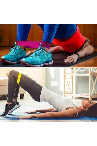 5 Li Egzersiz Direnç Bandı Seti Pilates Fitness Yoga Ve Antrenman Elastik Bantları Diğer