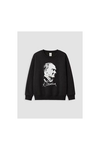 Lc Waikiki Alıta Cıty Farkıyla Lcw Kids Siyah 3 İplik Şardonlu Baskılı Loose & Bol Kız Çocuk Sweatshirt Siyah - 925528447 Siyah