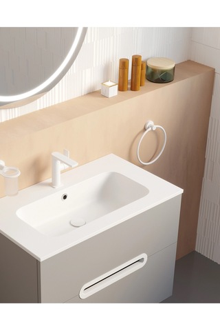 Tecno White Havluluk, Yuvarlak, 21 Cm - Mat Beyaz Mat Beyaz