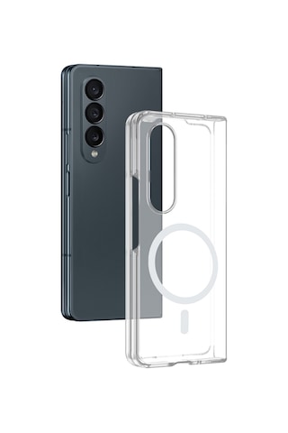 Samsung Uyumlu Galaxy Z Fold 4 Kılıf Kablosuz Şarj Ve Magsafe Destekli Slimsafe Premium Sert Pc Silikon Kapak Şeffaf