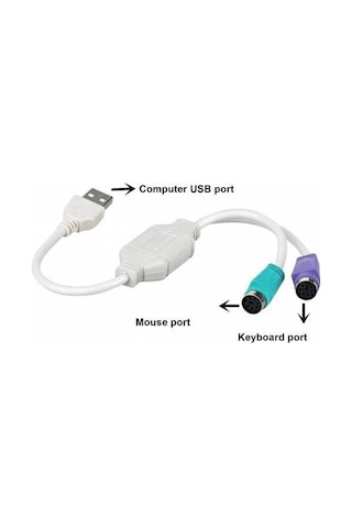 Kablolu Usb To Ps2 Çevirici Klavye Mouse Yuvarlak Uç Usb Çeviric