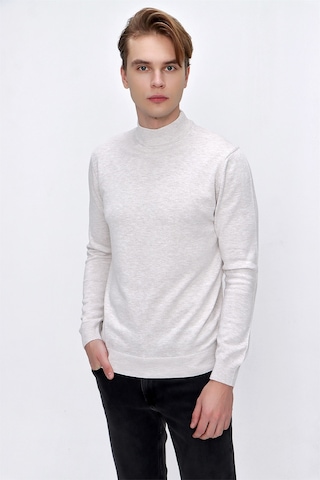 Morven Basic Dinamik Fit Rahat Kesim Yarım Balıkçı Yaka Triko Kazak 99kc017002653 Bej