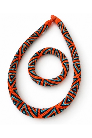 Chichibeads Turuncu Işıltısı Kolye Bileklik Set 03 - Turuncu