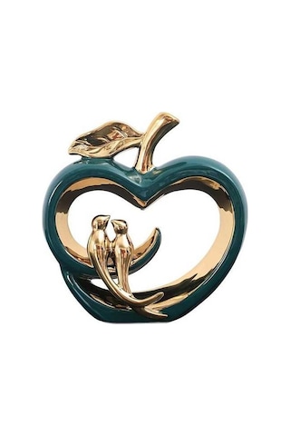 Opulentliving Türk Modern Seramik Meyve Heykeli, 22.5x23cm, Altın Kuşlar, Ev Dekorasyonu, Mükemmel Hediye 22.5cmx23cm