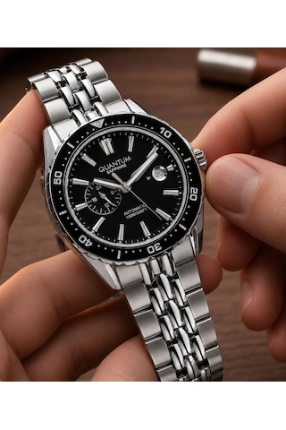 Quantum Otomatik Mekanizma Sapphire Cizilmez Cam Çelik Kordon 10 Atm Erkek Kol Saat Emg.1257.350 Gümüş