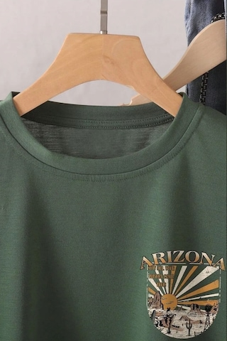 Unisex Sırt Baskılı Arizona Oversize Tshirt Yeşil Siyah