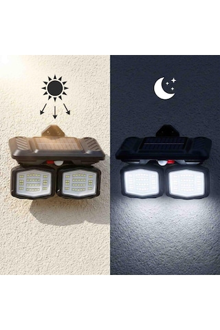 Panter Solar Hareket Sensörlü 72 Smd Beyaz Led Duvar Lambası 800 Lümen, 5w, Çift Başlıklı 120 Ayarlı, Type-c Çok Renkli
