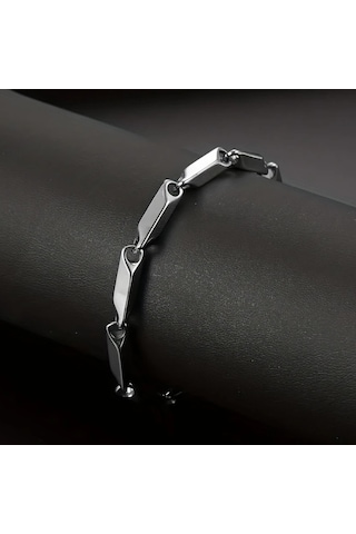 Çelik Bileklik Titanyum Melon Düz Model 3 Mm Kalınlık 21 Cm Uzunluk Gümüş Silver Gümüş