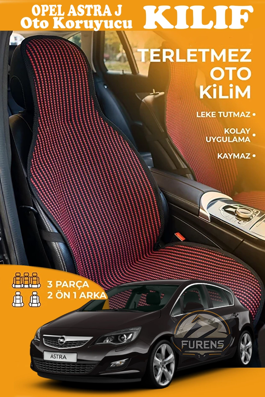 Opel Astra J Uyumlu Kırmızı Prestij Serisi Dokuma Kumaş Oto Koltuk Kılıfı Ön Tam Arka Alt