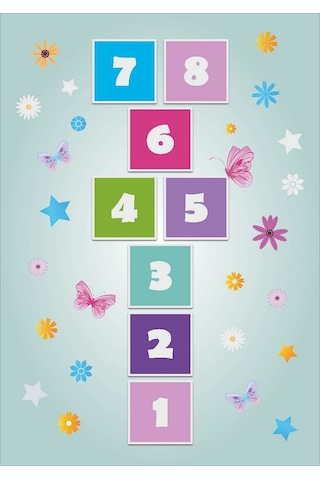 Kaymaz Tabanlı Ince Yıkanabilir Çocuk Halısı Sek Sek