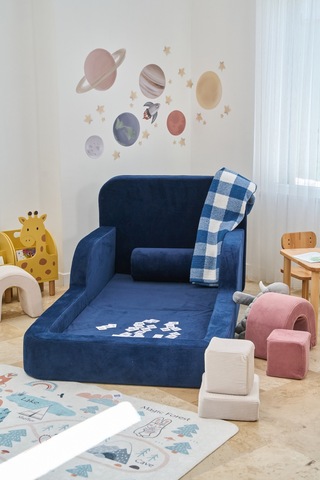 Funbed Yeni Nesil Montessori Çocuk Yatağı & Oyun Alanı Yıkanabilir Sıvı Geçirmez Lacivert - 836527200