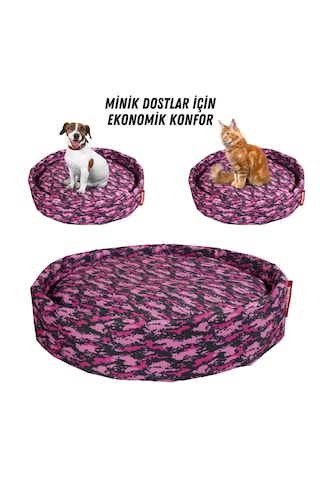 Xpermate Sünger Simit Küçük Irk Köpek Kedi Yatağı 55 Cm Kamuflaj
