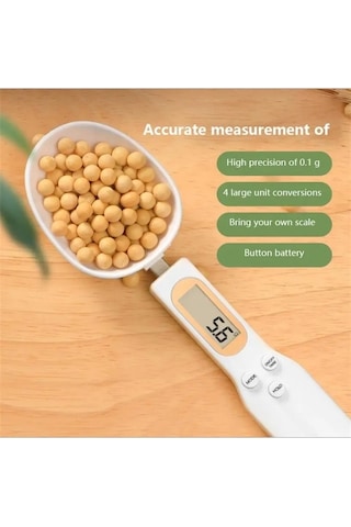Wondernest Dijital Tartı Kaşık Mutfak Ölçüm Lcd Beyaz Ayarlanabilir 1 Adet Beyaz