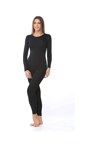 Tutku Kadın Kışlık Termal Sıcak Tutan Tayt Fanila Takım Set Siyahkarışık Xl Siyah