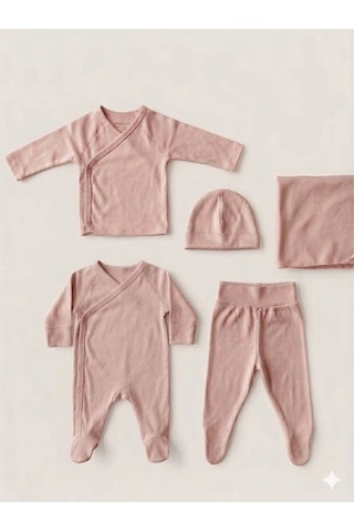 Ciccim Baby 5li Zıbın Seti Tulumlu Modal Somon Pembe Ciccim Baby 5li Zıbın Seti Tulumlu Modal Somon Pembe