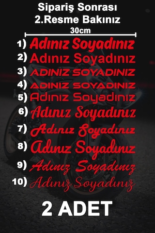 Ad Soyad Sticker - İsim Sticker - İsim Soyisim Sticker - Oto Sticker - Araba Sticker - 30cm- Kırmızı