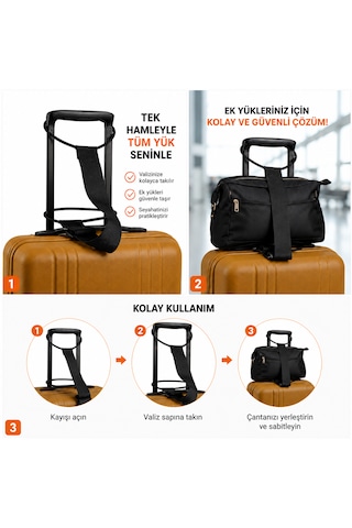 Aibar Çok Amaçlı Valiz Üstü Çanta Sabitleme Kemeri Ayarlanabilir Bagaj Taşıma Aparatı Siyah