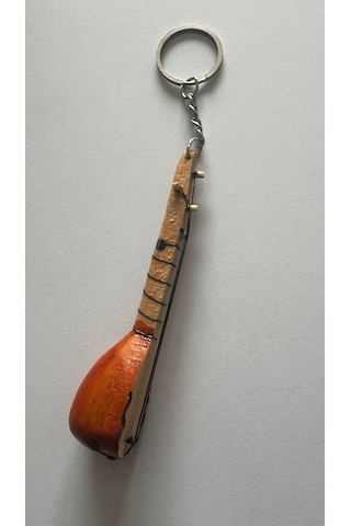 El Yapımı Minyatür Anahtarlık Bağlama Saz Araba Süsü 10 Cm