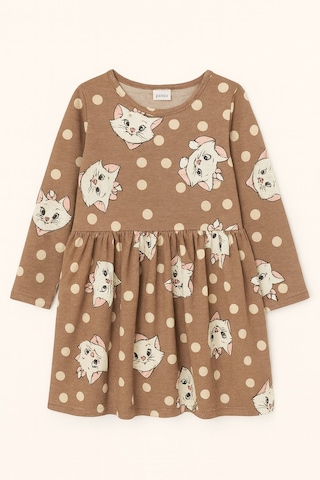 Kedili Kız Çocuk Elbise Kahverengi
