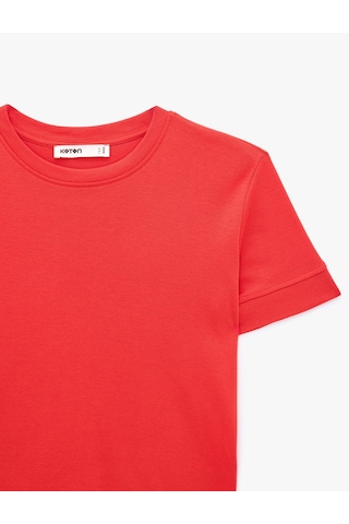 Koton Slim Fit Kısa Kollu Bisiklet Yaka Basic Tişört Kırmızı 6sak50400ek