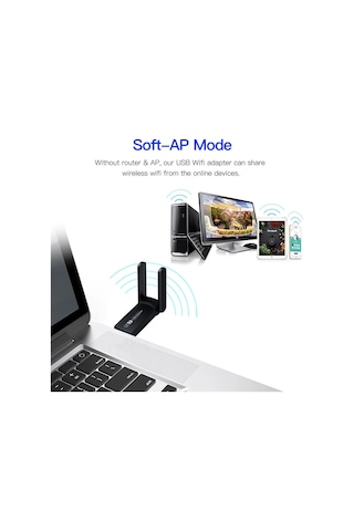 BONJUX AC1300 Mbps Dual Band USB 3.0 Adaptör Kablosuz Wi-Fi 5ghz