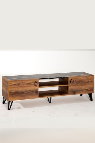 Sonata Tv Ünitesi - Ceviz/Siyah 160 Cm 2 Kapaklı + 2 Raflı Tv Seh
