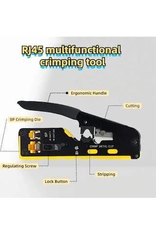 Besthome1 Dream011 Sarı Rj45 Sıkma Alet Seti 6p 8p Ethernet Sıkacağı Cat7 Cat6 Cat5 Karbon Çelik Kurulum