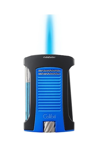 Colibri Daytona Tek Torch Pürmüz Metalik Mavi-siyah Puro Çakmağı
