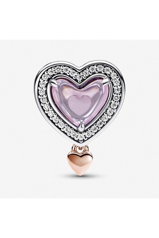 Nur Silver İki Renkli Kafes İşi Mum Ve Kalp Gümüş Charm Nur-ch00007 Çok Renkli