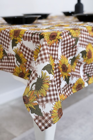 Sufre Sıvı Geçirmez Masa Örtüsü Sofra Bezi Sofra Örtüsü Piknik Örtüsü Ayçiçeği Kahve