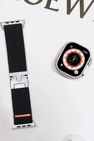 Apple Uyumlu Watch 42mm Forest Kumaş Kordon Saat Değildir - Siyah/