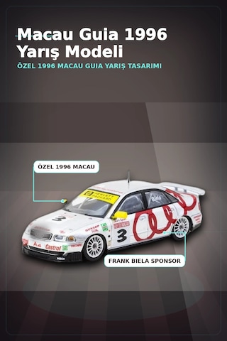 Frank Biela 1996 Macau Galibi 1/64 Diecast Model Araba - Audi A4 Quattro Bx-313338