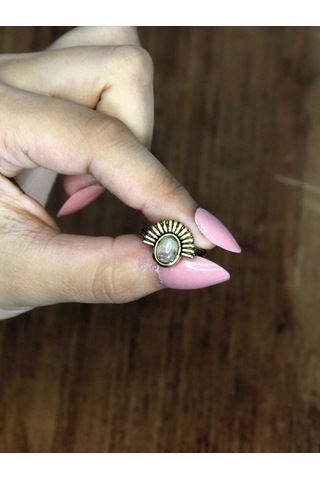 Doğal Taş Sitrin Doğal Taşlı Antik Model Kadın Ayarlanabillir Yüzük Euy82s Sarı