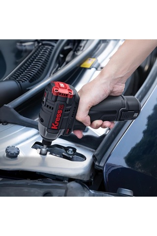 Kress KUG02 12 V 2.0 Ah. Li-ion Çift Akülü Kömürsüz Şarjlı Darbeli Matkap + Kömürsüz Darbeli Tornavida Kombo Set