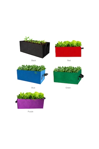 Jeehugo Kırmızı Dikdörtgen Felt Bitki Yetiştirme Çanta, 40x30x20cm, Ev Ve Bahçe İçin, İyi Su Tüketimi, Kök Solunum, Taşınabilir Kollü