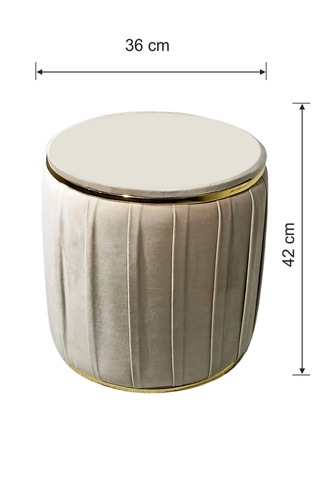 Most Ekol Lüks Puf 01 Krem Kadife Kumaş Evinize Teslim