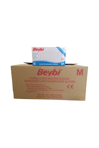 Beybi Lateks Pudralı Muayene Eldiveni 20 x 100'lü