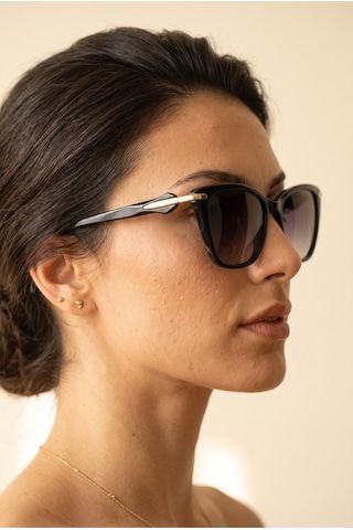Kadın Polarize Cat Eye Güneş Gözlüğü Siyah Uv400 Korumalı