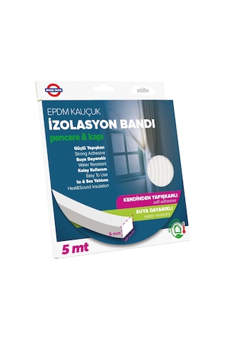 Epdm Kauçuk Pencere Kapı Izolasyon Bandı Beyaz 5Mmx15Mmx5Mt