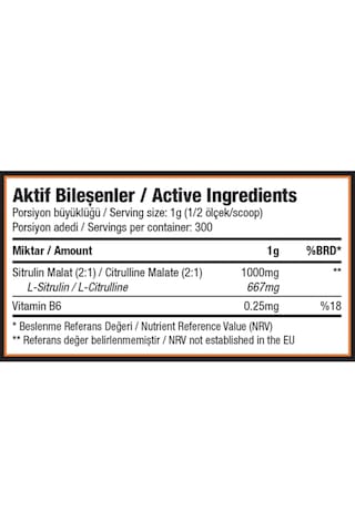 Xtreme Nutrition Citrulline Malate - 300 G - Saf Sitrülin -300 Servis