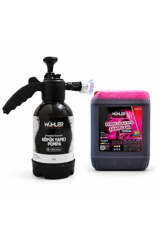 %95 Cilalı Pembe Oto Şampuanı 5 Lt + Hediye Köpük Atan Basınçlı Pompa 2 Lt