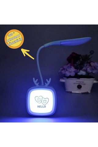 Tv Tasarımlı Kademeli Şarjlı Masa Lambası Led Lambası Pembe