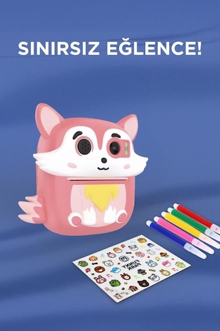 Torima Cmr-20 Pembe Dijital Video Kayıt Fotoğraf Çocuk Kamerası Termal Resim Kağıt Baskılı Yazıcı