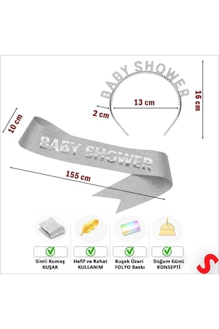 Baby Shower Taç Ve Kuşak Seti - Gümüş