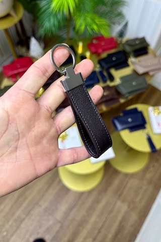 Kahverengi Hakiki Deri Premium Anahtarlık Kişiye Özel İsim Baskılı