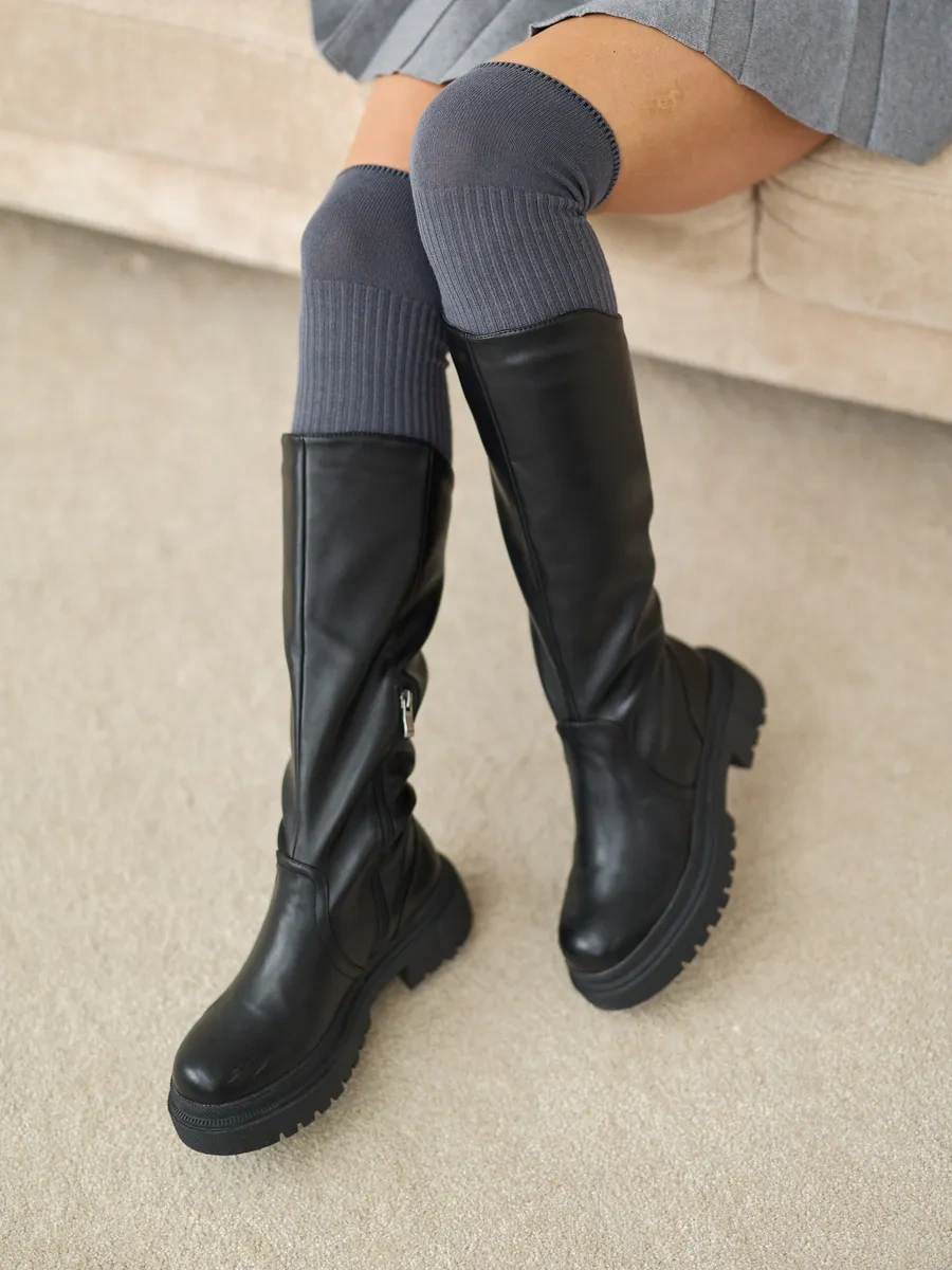 John Jeniford Yüksek Çizgili Gri Saysiz Çoraplar 300498616 Gri