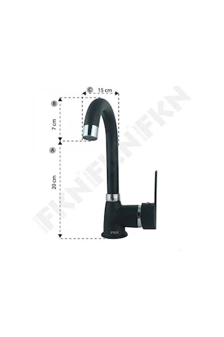 Siyah Kısa Lavabo Bataryası Delta Banyo Sıcak Soğuk Su Girişli Musluk Siyah