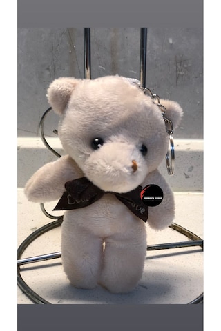 Sevimli Ayıcık Peluş Oyuncak Anahtarlık Uyku Arkadaşı Hediyelik 12 Cm Ekru