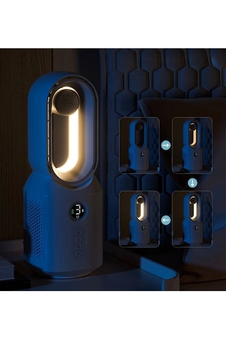Hepu Hp-f29 Masaüstü Işıklı Type-c Şarjlı Bluetooth Hoparlörlü Sessiz Kule Tipi Fan